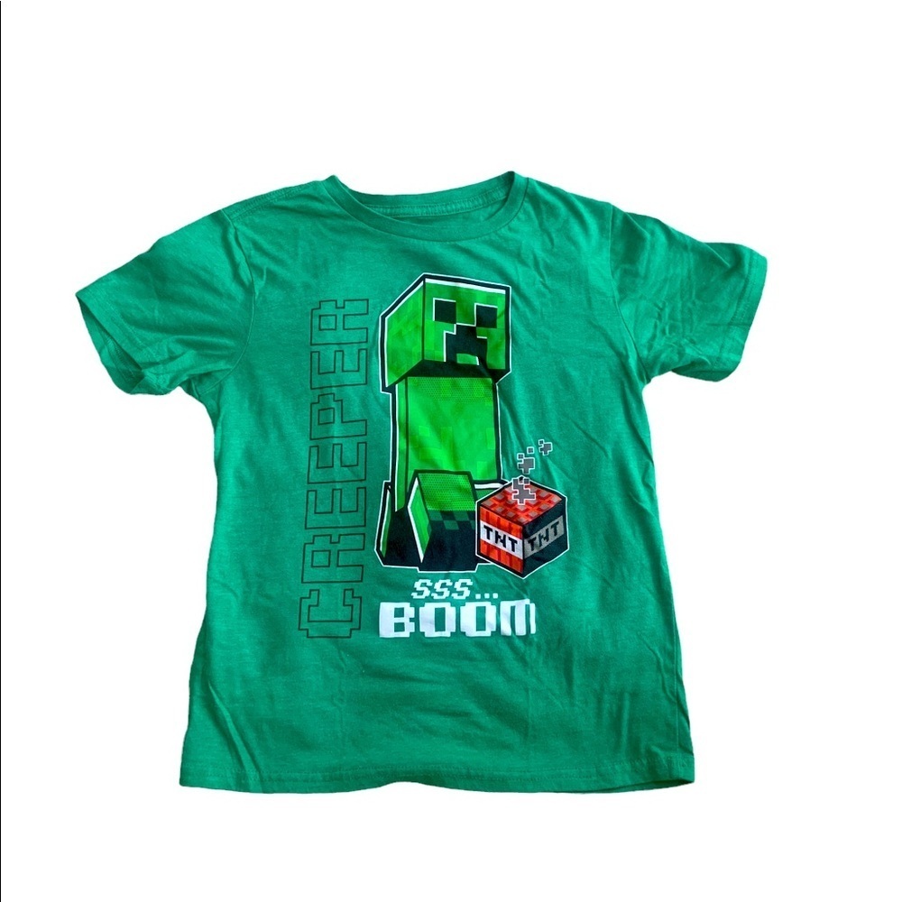 Minecraft | Creeper Tee Shirt Boys Medium Green T-Shirt Gamer Video Games